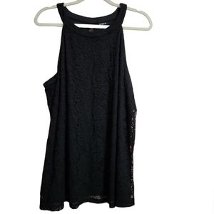 Torrid black lace high neck sleeveless top size 1